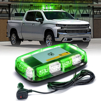 Xprite® - Blaze 2.0 Series 12" 72-LED White/Green Magnet Mount Mini LED Rooftop Strobe Light Bar