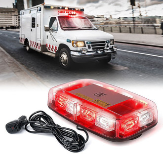 Xprite® - Blaze 2.0 Series 12" 72-LED White/Red Magnet Mount Mini LED Rooftop Strobe Light Bar