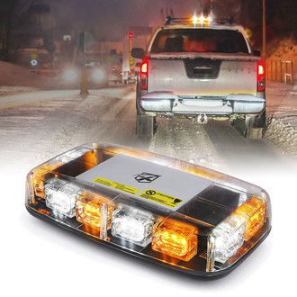 Xprite® - Blaze 2.0 Series 12" 72-LED Amber/White Magnet Mount Mini LED Rooftop Strobe Light Bar