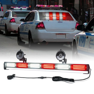 Xprite® - Controller COB LED 6 Series 26" 6 Modules White/Red Bolt-On/Suction Cup Mount Traffic Advisor Strobe Light Bar