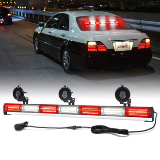 Xprite® - Controller COB LED 7 Series 31" 7 Modules White/Red Bolt-On/Suction Cup Mount Traffic Advisor Strobe Light Bar