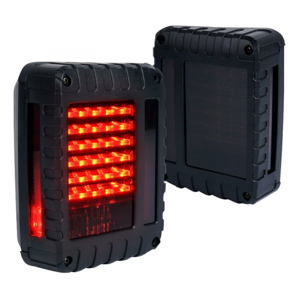 Xprite® - Defender Series Black/Smoke LED Tail Lights, Jeep Wrangler