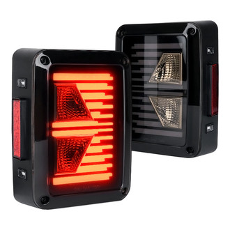 Xprite® - Linear Series Driver and Passenger Side Black/Smoke Fiber Optic LED Tail Lights
