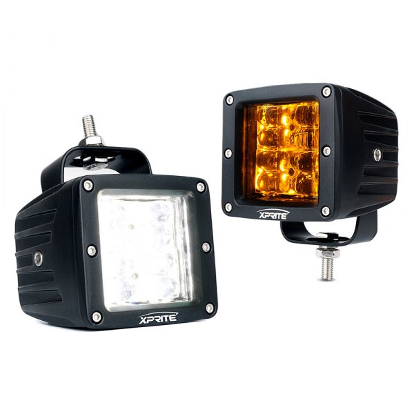 Xprite® - Sunrise Series 3" 2x24W Cube Spot Beam LED Lights with Amber Backlight