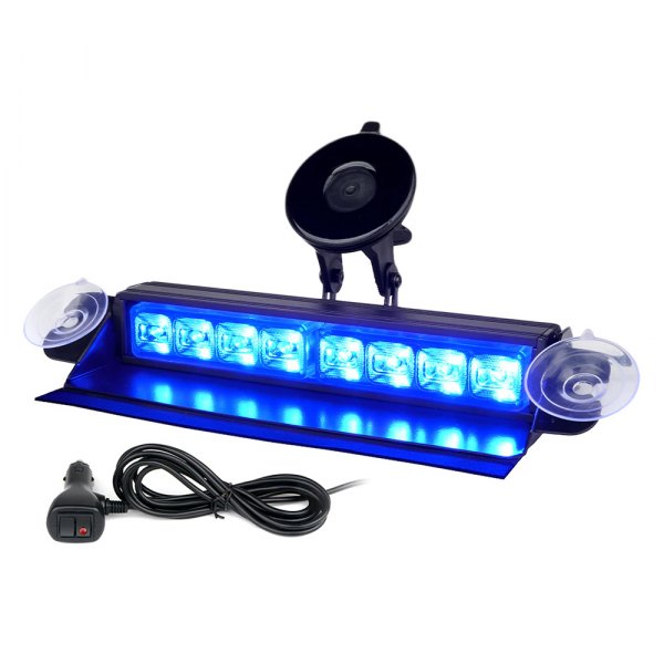 Xprite® - Cadet Series 8" 8-LED Blue Suction Cup Mount Visor Light