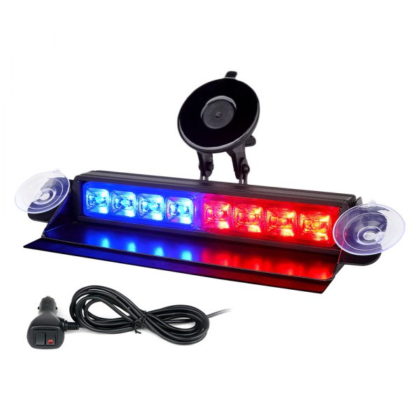 Xprite® - Cadet Series 8" 8-LED Red/Blue Suction Cup Mount Visor Light