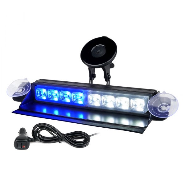 Xprite® - Cadet Series 8" 8-LED White/Blue Suction Cup Mount Visor Light