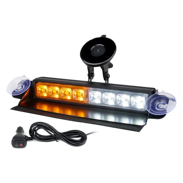 Xprite® - Cadet Series 8" 8-LED White/Amber Suction Cup Mount Visor Light