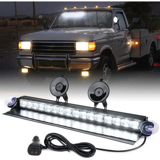 Xprite® - 18" 16-LED White Suction Cup Mount Windshield Dash Strobe Light