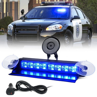Xprite® - 8" 8-LED Blue Suction Cup Mount Windshield Dash Strobe Light