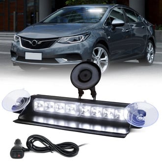 Xprite® - 8" 8-LED White Suction Cup Mount Windshield Dash Strobe Light