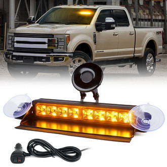 Xprite® - 8" 8-LED Amber Suction Cup Mount Windshield Dash Strobe Light
