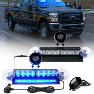 Xprite® - 8" 8-LED Blue Suction Cup Mount Windshield Dash Strobe Light