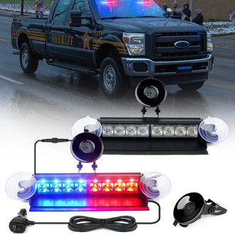 Xprite® - 8" 8-LED Red/Blue Suction Cup Mount Windshield Dash Strobe Light