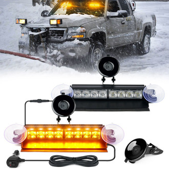 Xprite® - 8" 8-LED Amber Suction Cup Mount Windshield Dash Strobe Light