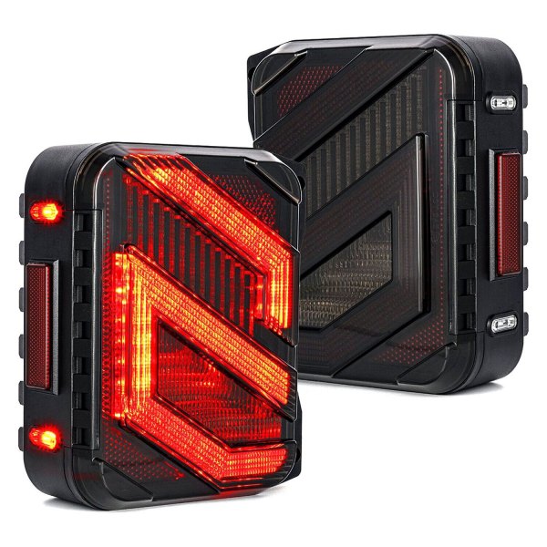 Xprite® - Savage Series Black/Smoke LED Tail Lights, Jeep Wrangler