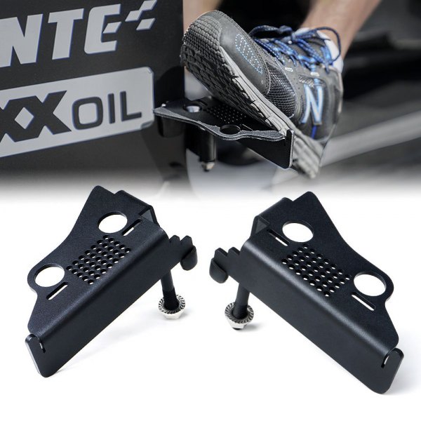 Xprite® - Black Powder Coat Steel Foot Pegs with Jeep Grille