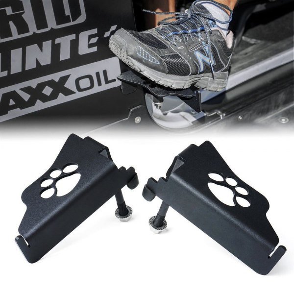 Xprite® - Black Powder Coat Steel Foot Pegs with Paw Print