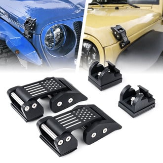 Xprite® - Black Aluminum Hood Latch Kit with Flag