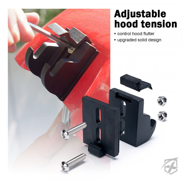Xprite® ZS-0104-G1-FLAG - Black Aluminum Hood Latch Kit with