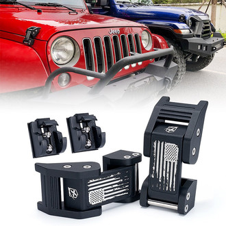 Xprite® - Black Aluminum Hood Latch Kit with Distressed U.S. Flag