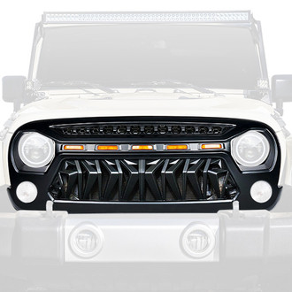 Xprite® - 1-Pc Venom Matte Black Main Grille with Amber LED Running Lights