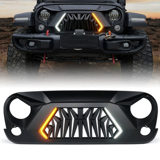 Xprite® - 1-Pc G1 Matte Black Main Grille with Turn Signal Lights
