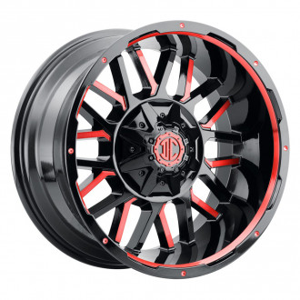 XTREME® NX-12 Wheels - Midnight Black with Red Military Milling