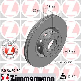 Zimmermann® - Coat-Z Front Passenger Side Brake Rotor