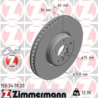 Zimmermann® - Coat-Z Front Passenger Side Brake Rotor