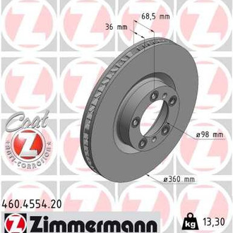 Zimmermann® - Coat-Z Vented Front Passenger Side Brake Rotor
