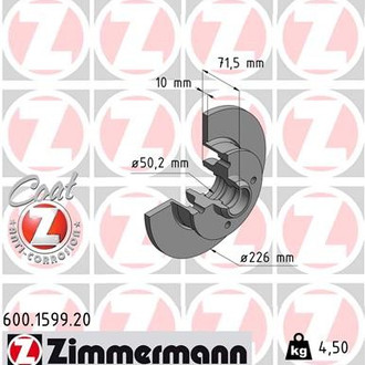 Zimmermann® 600.1599.20 - Coat-Z Rear Brake Rotor