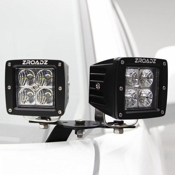 ZROADZ® - Hood Hinge Bolt-on 3" 4x20W Cube Flood Beam LED Light Kit