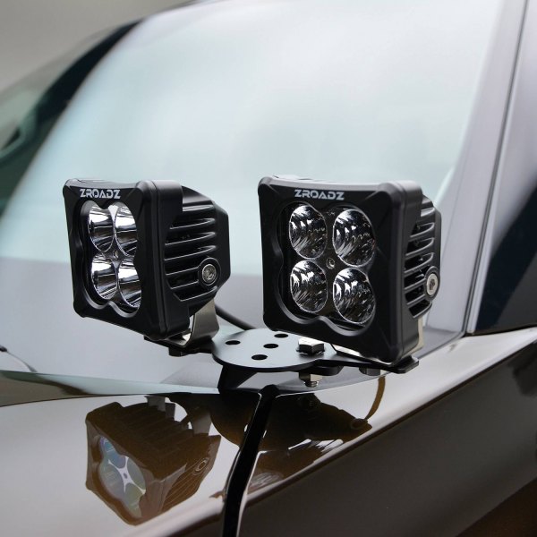 Zroadz® - Hood Hinge Bolt-on 3" 4x20W Cube Flood Beam LED Light Kit
